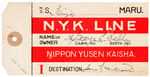 GEORGE KELLY 1931 BASEBALL TOUR OF JAPAN SIGNED LUGGAGE TAG & LABEL.