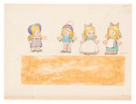 FERDINAND HORVATH - FOUR SHEETS WITH PEOPLE ANIMATION CHARACTER DRAWINGS.