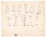 FERDINAND HORVATH - FOUR SHEETS WITH PEOPLE ANIMATION CHARACTER DRAWINGS.