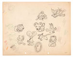 FERDINAND HORVATH - THREE SHEETS WITH ANIMAL ANIMATION CHARACTER DRAWINGS.