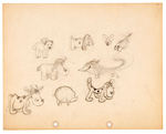 FERDINAND HORVATH - THREE SHEETS WITH ANIMAL ANIMATION CHARACTER DRAWINGS.