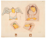 FERDINAND HORVATH - THREE SHEETS WITH ANIMAL ANIMATION CHARACTER DRAWINGS.