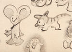 FERDINAND HORVATH - THREE SHEETS WITH ANIMAL ANIMATION CHARACTER DRAWINGS.