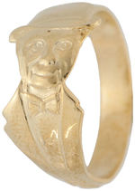 “CHARLIE McCARTHY” FIGURAL RING FROM RADIO SPONSOR CHASE & SANBORN 1938 18K GOLD PLATED VERSION.