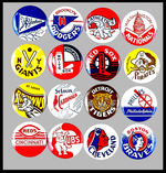 BASEBALL TEAM BUTTONS-AMERICAN NUT & CHOCOLATE COMPLETE SET.