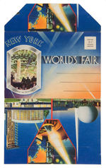 "1939 NEW YORK WORLD'S FAIR" VIEW BOOK WITH ENVELOPE & CARD FOLDER.