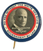 "MILES POINDEXTER FOR PRESIDENT" SCARCE 1920 REPUBLICAN HOPEFUL BUTTON.