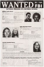 PATTY HEARST "WANTED BY THE FBI" EARLIEST RELEASE POSTER FROM MAY 20, 1974.