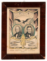 CLAY AND FRELINGHUYSEN SUPER CLEAN "GRAND NATIONAL WHIG BANNER" 1844 JUGATE PRINT BY N. CURRIER.