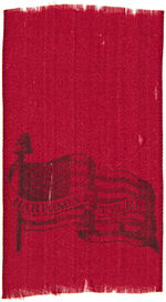 "HARRISON & TYLER" 1840 UNLISTED RED RIBBON WITH FLAG.