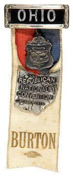 "REPUBLICAN NATIONAL CONVENTION CHICAGO 1916" RIBBON BADGE FROM "OHIO" DELEGATION.