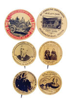 SIX REUNION BUTTONS FOR GERY FAMILY INCLUDING "CHAMPION BONE RATTLER."