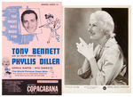 PHYLLIS DILLER FIVE PIECE COPACABANA LOT INCLUDING SIGNATURES.