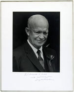 EISENHOWER LARGE MOUNTED PHOTO WITH HIS INSCRIPTION AND SIGNATURE BELOW.