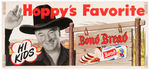 HOPALONG CASSIDY "HOPPY'S FAVORITE BOND BREAD" UNUSED PAPER WINDOW SIGN.