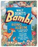 "BAMBI" SIX PIECE SHEET MUSIC/THREE PIECE SONG FOLIO LOT.