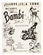 "BAMBI" SIX PIECE SHEET MUSIC/THREE PIECE SONG FOLIO LOT.