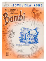 "BAMBI" SIX PIECE SHEET MUSIC/THREE PIECE SONG FOLIO LOT.