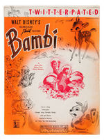 "BAMBI" SIX PIECE SHEET MUSIC/THREE PIECE SONG FOLIO LOT.