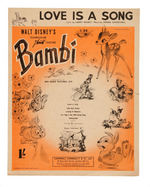 "BAMBI" SIX PIECE SHEET MUSIC/THREE PIECE SONG FOLIO LOT.