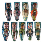 NINE EARLY GERMAN LITHO TIN CLICKERS FOR PEOPLE INCLUDING MECHANICAL DEVIL.