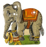 PERFORMING ELEPHANT EARLY LITHO TIN GERMAN CLICKER.