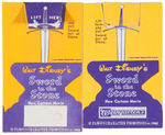 "SWORD IN THE STONE" PREMIUM ASSEMBLED AND UNASSEMBLED RING PAIR PLUS CONTEST CARD PAIR.