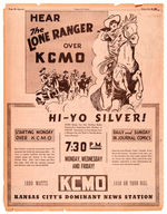 “HEAR THE LONE RANGER OVER KCMO STARTING MONDAY” 1939 NEWSPAPER AD.