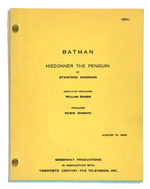 "BATMAN - HIZZONNER THE PENGUIN" SCRIPT WITH PRO-BATMAN BUMPER STICKER.