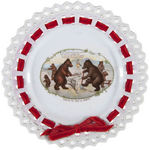 THEODORE ROOSEVELT INSPIRED TRIO OF PLATES FEATURING TEDDY AND ROSA.
