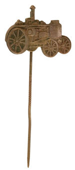 LARGE AND EARLY FIGURAL BRASS STICKPIN FOR "ADVANCE-RUMELY POWER FARMING MACHINERY."