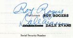 “ROY ROGERS AND DALE EVANS” SIGNED CONTRACT.