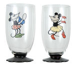 PAIR OF MINNIE MOUSE LEMONADE GLASSES.