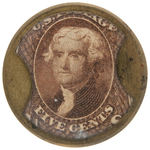 JOHN GAULT ENCASED POSTAGE STAMP C. 1863.