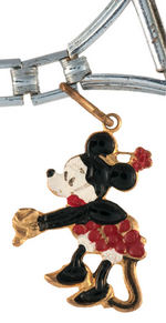 "MICKEY MOUSE INGERSOLL DELUXE WRISTWATCH" GIRLS MODEL WITH CHARMS AND BOX.