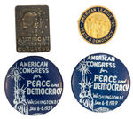 FOUR PRE-WWII ANTI-WAR & PEACE BADGES.