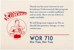 "SUPERMAN" WOR 710 RADIO POSTCARD.