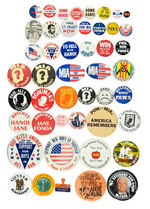 EXTENSIVE COLLECTION OF PRO-VIETNAM WAR, POW/MIA BUTTONS.