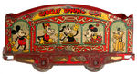 “LIONEL MICKEY MOUSE CIRCUS” TOY WIND-UP TRAIN WITH MICKEY CIRCUS BARKER FIGURE.