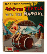 "MAC - THE TURTLE WITH THE BARREL" BOXED BATTERY-OPERATED TOY.