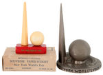 NYWF 1939 TRYLON AND PERISPHERE FIVE PIECE FIGURAL LOT.