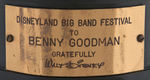 MICKEY MOUSE "MOUSCAR" AWARD TO BENNY GOODMAN.