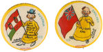 YELLOW KID SCARCE BUTTONS #113 AND #116 FOR AUSTRIA AND ENGLAND.