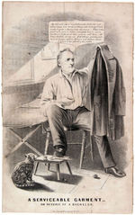JAMES BUCHANAN “A SERVICEABLE GARMENT” 1856 CURRIER CARTOON ILLUSTRATION.