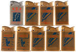 LOT OF NINE LATE 1940s-EARLY 1950s RADIO STATION PROMO LIGHTERS.