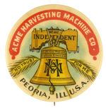 "ACME HARVESTING MACHINE CO" CHOICE COLOR EARLY FARM BUTTON.