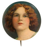 BEAUTIFUL LADY GIVE-AWAY BUTTON WITH CRACKER JACK BACKPAPER.