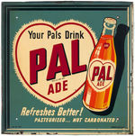 "PAL ADE" SELF-FRAMED TIN ADVERTISING SIGN.