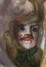 TEDDY ROOSEVELT “US GUARDHOUSE” PAINTED BISQUE OUTHOUSE BUD VASE.