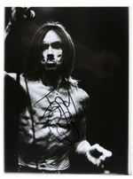 IGGY POP SIGNED PHOTO WITH HITLER MUSTACHE.